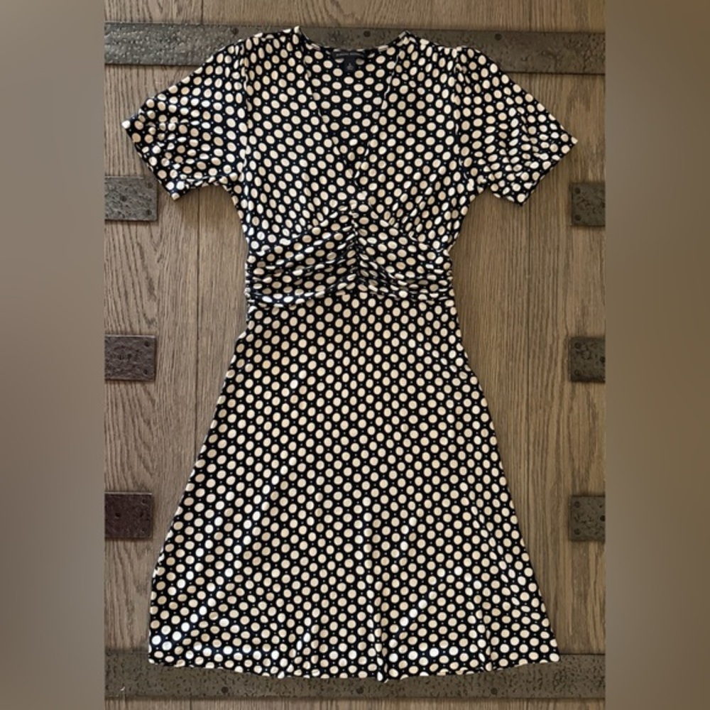 Banana Republic Black and Ivory Polka Dot Midi Dress